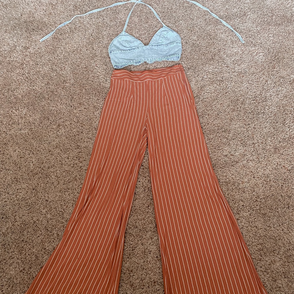 Denim Bralette & flare pants